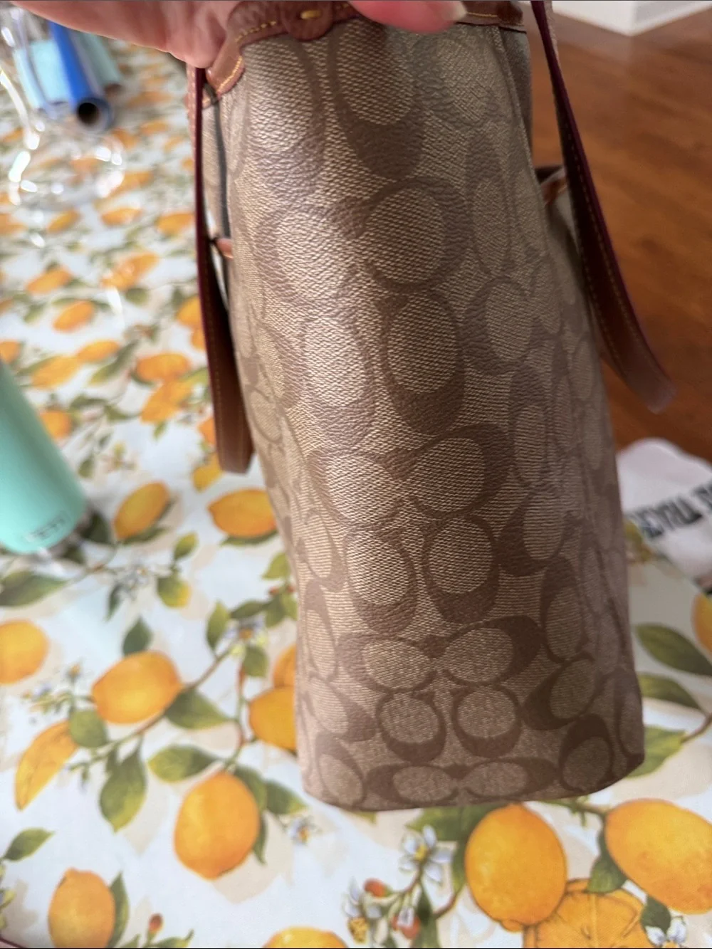 Coach Brown Signature Canvas Tote - Brown/Leather Trim